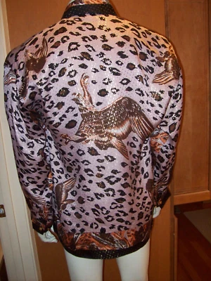 CAMISA DE SEDA METALIZADA VINTAGE PARA HOMBRE ESTAMPADO ANIMAL TALLA EXCEPCIONAL PEQUEÑA Foto 1 de 4