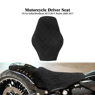 Black Front Driver Suede Solo Seat For Harley Breakout 2013-17 Rocker C 08-2017 - Image 1 of 4