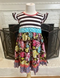 Love & Lassies Boutique Girls Multi Color Floral Ruffle Twirl Dress 6X - Picture 1 of 3