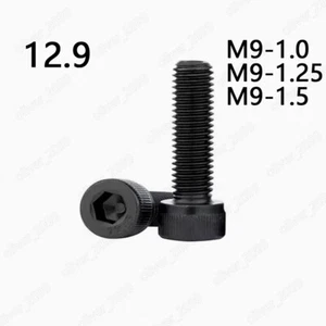 M9 Black 12.9 Steel Allen Hex Socket Cap Head Screws Bolt Pitch 1.0 / 1.25 / 1.5 - Picture 1 of 4