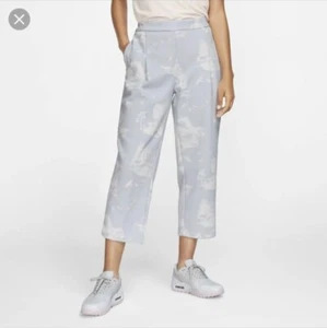 Nike Golf Pants UV Protected Crop Relaxed Tie Woodland Theme Blue White Womens M - Picture 1 of 12