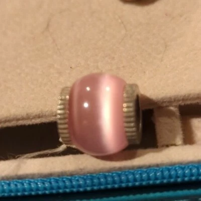 Brighton Tiger Glass Bead Silver, Pink Marble Plated, New 1 bead - Image 1 of 2