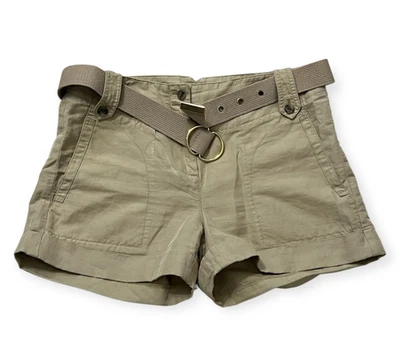 Theory Mujer Lino Algodón Cinturón Corto Tostado Talla 4 Caqui Cintura Alta 30" Foto 1 de 4