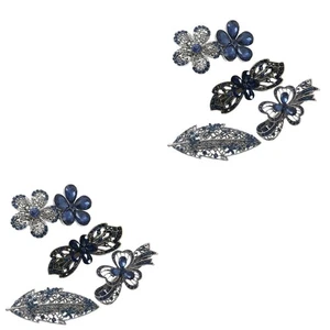 Set of 2 Spring Clip Miss Women's Retro Hair Clip. Flower Shaped Hairpin - Picture 1 of 12