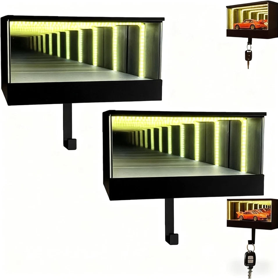 Colgador de llavero de garaje Infinity, soporte de llave de garaje con espejo de 5,9 pulgadas con luces LED Foto 1 de 4