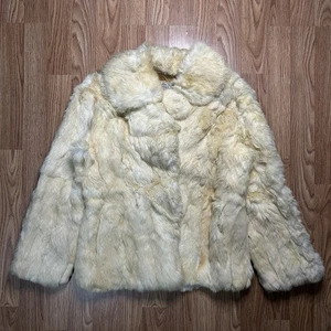 Abrigo de piel de conejo genuino Dino Ricco forro de rayón beige Hong Kong para mujer talla M de colección - Imagen 1 de 22