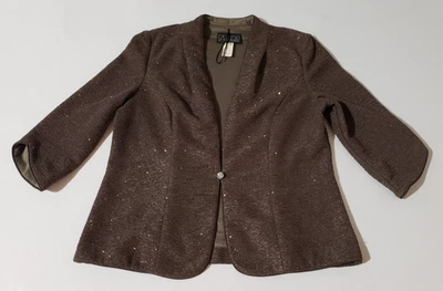 Chaqueta Blazer Alex Evenings XL Verde Oliva Brillo Manga 3/4 Forrada PoliHecha en EE. UU. Foto 1 de 4