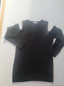 Ladies Cold Shoulder Jumper Peacocks Size 12 Black Sequin 31393 - Picture 1 of 14
