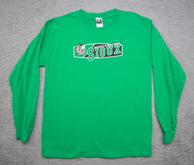 Camisa North Dakota Fighting Sioux Para Hombres L Verde Manga Larga Hockey Foto 1 de 4