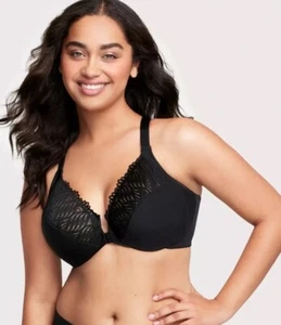 Sujetador Glamorise WonderWire FrontClose elástico de encaje negro 9245 nuevo talla 34G - Imagen 1 de 7