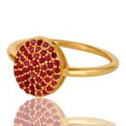 Gold Plated Jewelry 925 Sterling Silver Elegant Pave Ruby Gemstone Ring