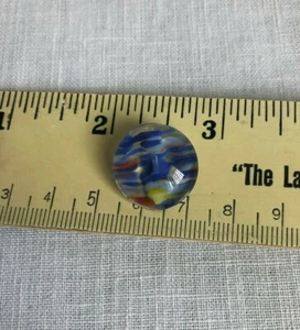Multi-color Swirled Glass Round Button Red Blue Yellow Clear 3/4 in - Picture 1 of 4