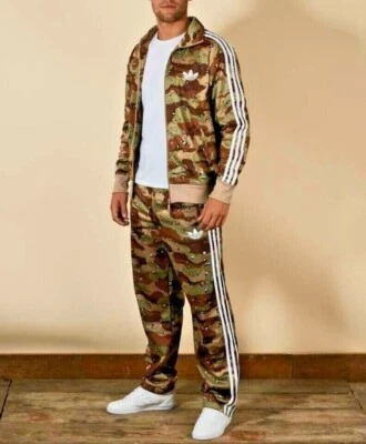 Adidas Military Camouflage Tracksuit Mens Full Zip Jacket Pants Camo Large - Image 1 of 3