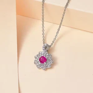 AAAAA John Saul Ruby & Sapphire 925 Sterling Silver "Swirl" Pendant & Chain. - Picture 1 of 7