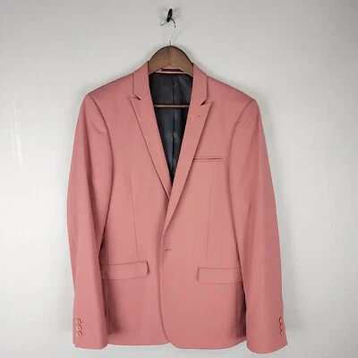Blazer Hombre 38R Rosa Pico Solapa Cena Chaqueta Abrigo Deportivo 1 Botón Formal Foto 1 de 4