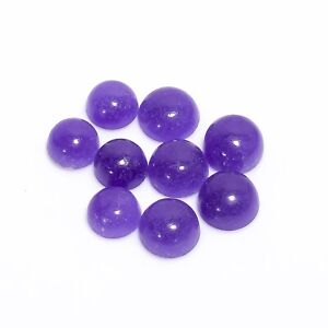 Wholesale Lot Great Natural Purple Jade 15X15 mm Round Cabochon Loose Gemstone