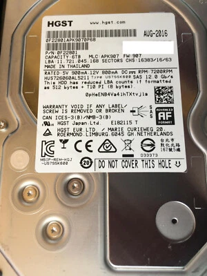 Hitachi HUS726060AL5211 3.5" 6TB 7.2K SAS 12Gb/s 128MB Cache Server hard Drive - Image 1 of 4