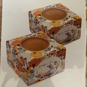 Thanksgiving Pie Treat Boxes Celebrate It 4 x 4 x2.5” 2 Boxes 2 Label Stickers - Picture 1 of 4