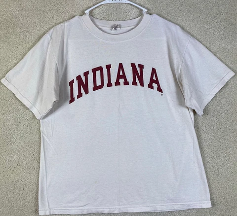 Indiana Hoosiers Medium White T Shirt NCAA Adult Size Medium Short Sleeve Shirt Cover