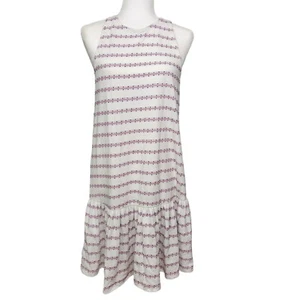 Loft Dress Womens XS Textured Flounce Striped Polka Dot NEW Red White Blue - Picture 1 of 7