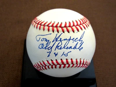 TOMMY HENRICH OLD RELIABLE NEW YORK YANKEES SIGNED AUTO VINTAGE OAL BASEBALL JSA - Image 1 of 3