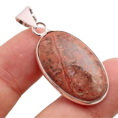 Diaspro Gemma 925 Ciondolo Placcato Argento Handmade Gioielli Regalo - Immagine 1 di 3