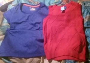 GOOD LAD Sweater Vest Boys Sz 7 Red & Under Armor Heat Gear Shirt Youth Medium - Picture 1 of 6
