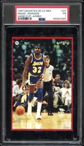 Pop 1! 1987 Gigantes De La NBA Jumbo #23 MAGIC JOHNSON Hand Cut PSA 1 Spanish - Picture 1 of 3