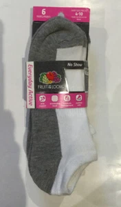 Fruit Of The Loom Womens Everyday No Show Ankle Socks White 6-Pairs Size 4-10 - Picture 1 of 5
