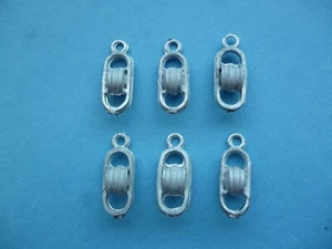 Model Boat Cast White Metal Double Blocks 15mm Non Working x6 Pcs AM 54 - Picture 1 of 2