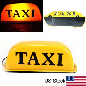 Bright Yellow 12V TAXI Magnetic Cab Sign Light Roof Top Topper Marker Lamp - Picture 1 of 5
