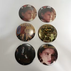 Vintage 80’s Duran Duran And Madonna 6” Button Lot Of 6 Buttons - Picture 1 of 9