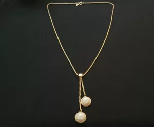 Ann Taylor Brass Plate Pearl Drop Pendant Necklace - Picture 1 of 3