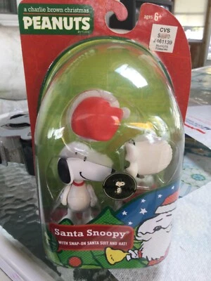 CACAHUETES CHARLIE MARRÓN NAVIDAD SANTA SNOOPY TRAJE A PRESIÓN Y SOMBRERO BARBA FIGURA NOS Foto 1 de 4