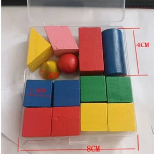 14 Stck./Set 3D-Formen geometrische Feststoffe Holz Mathe Spiele Spielzeug - Bild 1 von 5