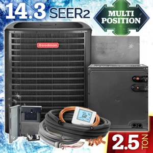 Goodman 2.5 Ton Central Air Conditioner & Evaporator A Coil AC Split System, R32 - Picture 1 of 16