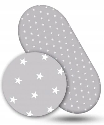 BABY MAM BAUMWOLLE PASSEND BABYLAKEN PASSEND ZU MOSES KORB KINDERWAGEN 80x38cm kleine weiße Sterne auf grau