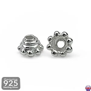 Tapas de cuentas de plata de ley 925 maciza 5x3 mm suministros hallazgos para hacer joyas - Imagen 1 de 5