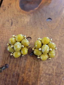 Vintage Chunky gold toned stone earrings collectable - Picture 1 of 3