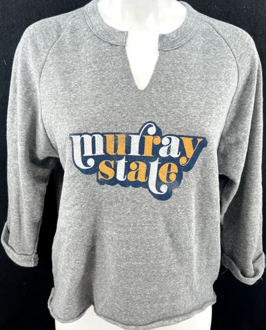 NEW Murray State Racers Alternative Gray LS Pullover Notched Sweatshirt Womens M Cover