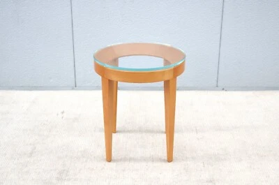 Modern Mark Goetz for Bernhardt Design Cirque Maple and Glass Round Side Table - Image 1 of 4