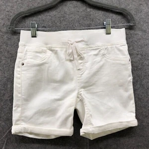 Justice Girls Size 16 White Denim Shorts Pull On Jean Short Stretch Drawstring - Picture 1 of 5