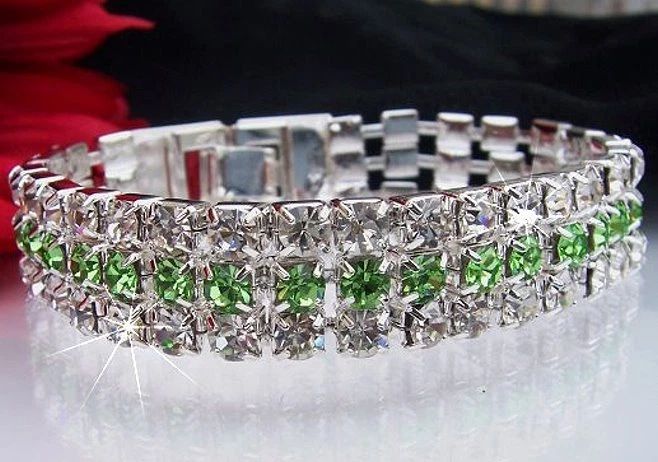 A57* SCHMUCK  STRASS-ARMBAND GRÜN SILBER-PL. NEU - Bild 1 von 1