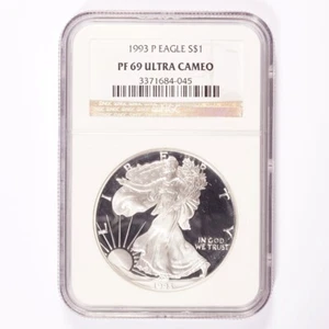 1993-P Silver American Eagle Proof Dollar NGC PF 69 Ultra Cameo - Picture 1 of 2
