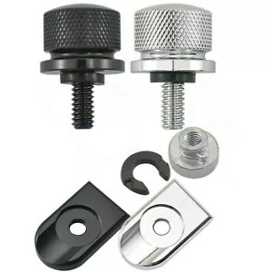 Black/Chrome Rear Fender Seat Bolt Tab Screw Nut Knob Cover Tab For Harley - Picture 1 of 27