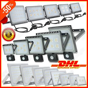 LED Fluter mit Bewegungsmelder/Stecker 10W-500W Außen Strahler Scheinwerfer IP67 - Bild 1 von 34
