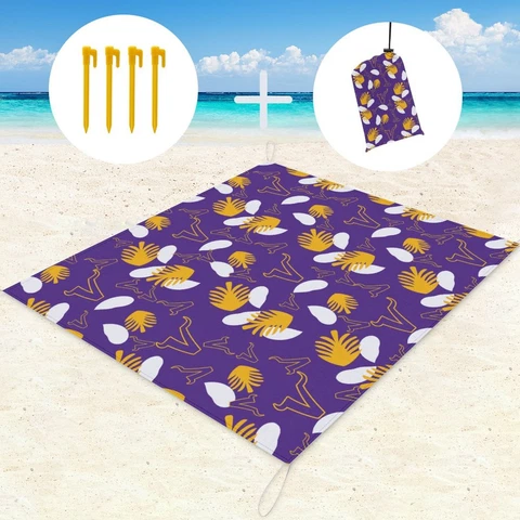 Minnesota Vikings Waterproof Picnic Mat 59×57in Beach Mat with Storage Bag Cover