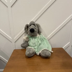 Ganz Bros Wrinkles 4113523 grau Hund Plüsch Handpuppe Mädchen im Vintage JCP Kleid - Bild 1 von 8