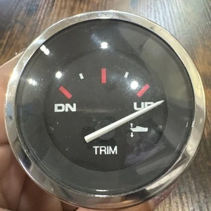 Marine Trim Gauge Black Face W/Chrome Trim. 2 Inch Open box. B6 - Bild 1 von 2
