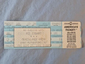 September 9-27-91 1991 ROD STEWART Ticket Stub Full Meadowlands Arena - Picture 1 of 2